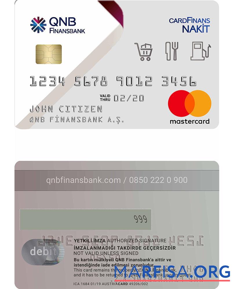 Printable Turkey QNB Finansbank mastercard real example